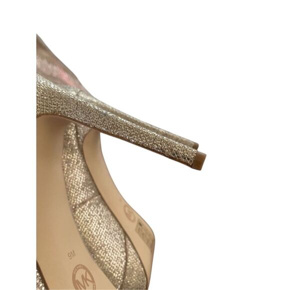 NWOB Michael Kors Erica Platform Open Toe Gold Glittered Heeled Pumps - Picture 6 of 14